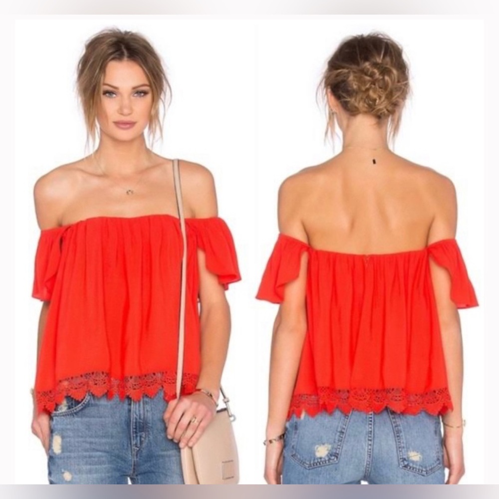 LOVERS + FRIENDS x REVOLVE Life's A Beach Top in Red Orange - Picture 1 of 8
